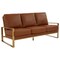 Leisuremod Jefferson Modern Design Leather Sofa with Gold Frame, Cognac Tan JAG77BR-L - alternate 1