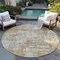 Homeroots 8' Gold Brown And Beige Round Abstract Washable Indoor Outdoor Area Rug 597964 - alternate 5