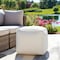 Homeroots 18" Ivory Polyester Cube Outdoor Pouf Ottoman 551568 - alternate 1