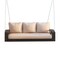 Homeroots 69" Brown Woven Rattan Outdoor Swing Chair with Beige Cushions 625694 - alternate 1