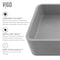 Vigo Cordoba Gothic Gray Concreto Stone 20 in. L x 13 in. W x 5 in. H Rectangular Vessel Bathroom Sink VG04062 - alternate 5