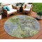 Homeroots 8' Olive Green And Gray Round Abstract Washable Indoor Outdoor Area Rug 581769 - alternate 1