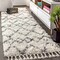 Jonathan Y Mercer Shag Plush Tassel Moroccan Tribal Geometric Trellis Ivory/Gray 2 ft. x 8 ft. Runner Rug MCR102B-28 - alternate 1