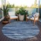 Homeroots 8' Blue And Navy Blue Round Abstract Washable Indoor Outdoor Area Rug 613081 - alternate 7