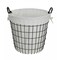 Homeroots White Fabric Lined Metal Laundry Type Basket With Handle 379817 - alternate 1