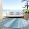 Homeroots 8' Teal Blue Turquoise And Aqua Round Striped Washable Indoor Outdoor Area Rug 615015 - alternate 7