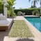 Homeroots 8' Runner Green Damask Washable Non Skid Indoor Outdoor Runner Rug 563881 - alternate 7