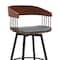 Armen Living Athena 31in Swivel Walnut Wood Bar Stool in Gray Faux Leather with Black Metal LCATBAWAGRY30 - alternate 8