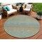 Homeroots 8' Blue Round Striped Washable Indoor Outdoor Area Rug 608797 - alternate 1
