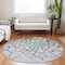 Homeroots 8' Gray And Charcoal Round Abstract Washable Indoor Outdoor Area Rug 601130 - alternate 7