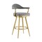 Homeroots 30" Gray and Gold Fabric and Stainless Steel Low Back Bar Height Swivel Bar Chair 569155 - alternate 7