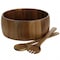Gibson Elite 3 Piece Acacia Wood Salad Bowl and Spoon Set in Brown 78975.03 - alternate 1
