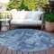Homeroots 8' Navy Blue And Denim Blue Round Abstract Washable Indoor Outdoor Area Rug 610410 - alternate 8