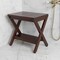 Homeroots Compact X Shape Teak Shower Outdoor Bench With Shelf In Brown Finish 376688 - alternate 5