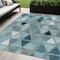 Homeroots 5' X 8' Teal Blue Aqua And Gray Geometric Washable Indoor Outdoor Area Rug 583053 - alternate 1