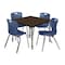 Regency Square Kee Adjustable Classroom Table W/ 4 Andy Stack Chairs, 36 in W, 30 in L, Neo Walnut TB3636NWAPGY40NV - alternate 1