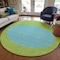 Homeroots 8' Lime Green And Blue Round Striped Washable Indoor Outdoor Area Rug 597177 - alternate 8