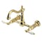 Kingston Brass Two-Handle Wall Mount Bridge Kitchen Faucet, Polished Brass KS1262PL - alternate 1