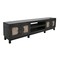 Homeroots 93" Black Solid Wood Cabinet Enclosed Storage Distressed TV Stand 528753 - alternate 1