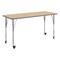 Flash Furniture Commercial Adjustable Height Rectangular Activity Table - Locking Casters-LT NAT XU-A2460-REC-LTNAT-T-A-CAS-GG - alternate 1
