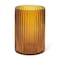 Homeroots 8" Amber Cylinder Ribbed Glass Table Vase 608313 - alternate 1
