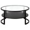 Homeroots 34" Black Glass And Steel Round Coffee Table With Shelf 520953 - alternate 8