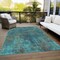 Homeroots 9' X 12' Teal Blue Navy Blue And Brown Abstract Washable Indoor Outdoor Area Rug 612368 - alternate 7