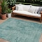 Homeroots 10' X 14' Teal Blue And Gray Geometric Washable Indoor Outdoor Area Rug 594592 - alternate 1