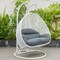 Leisuremod White Wicker Hanging 2 person Egg Swing Chair, Dark Grey ESCW-57DGR - alternate 5