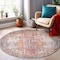 World Rug Gallery Transitional Distressed Machine Washable Non Slip Area Rug 8 ft Round Multi 6030MULTI8RND - alternate 1