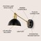 Jonathan Y Lisa 18" Swing Arm 1-Light Modern Midcentury Iron USB Charging Port LED Sconce, Black/Brass Gold JYL1301B - alternate 11