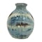 Homeroots 11" Blue Beige And Brown Abstract Round Ceramic Table Vase 566532 - alternate 7