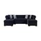 Homeroots Black Velvet U Shaped Three Piece Sofa and Chaise Sectional With Toss Pillows 643889 - alternate 8