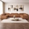 Homeroots Chestnut Italian Leather Power Reclining U Shaped Eight Piece Corner Sectional With Console 632563 - alternate 7