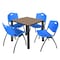 Regency Square Kee Breakroom Table W/ 4 M Stack Chairs, 30 in W, 30 in L, Noble Oak TB3030NOBPBK47BE - alternate 1
