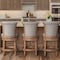 Homeroots 25" Beige and Natural Fabric and Solid Wood Counter Height Swivel Bar Chair 534317 - alternate 7