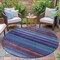 Homeroots 8' Blue Purple And Taupe Round Striped Washable Indoor Outdoor Area Rug 631205 - alternate 4