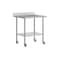 Flash Furniture Reese 30in. x 36in. Work Table, SS Top Shelf, 4in. Backsplash, Adjustable Undershelf, 4 Casters NH-WT-3036-GG-B4-CAS-GG - alternate 1