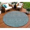 Homeroots 8' Teal Blue Gray And Charcoal Round Ombre Washable Indoor Outdoor Area Rug 588578 - alternate 1