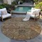 Homeroots 8' Brown Charcoal And Brick Red Round Damask Washable Indoor Outdoor Area Rug 603307 - alternate 6