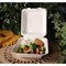 Kitch 24/7 Disposables White Compostable 3 Compartment Molded Fiber Hinged Container, 9 x 9 inch, 200PK KC-9X9-3CHC-NPAW - alternate 2