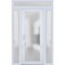 Vdomdoors Front Exterior Prehung FiberGlass Door Frosted Glass / Manux 8102 White Silk / 2 Sidelight and Tran MANUX8102EXD-WS-W14+36+14 x H80+14-RH - alternate 1