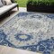 Homeroots 5' X 8' Navy Blue Ivory And Gray Oriental Washable Indoor Outdoor Area Rug 596639 - alternate 1