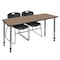 Regency Kee Adjustable Classroom Table W/ 2 Zeng Stack Chairs, 72 in W, 24 in L, Noble Oak MT7224NOAPGY44BK - alternate 1
