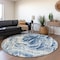 Homeroots 8' Navy Blue And Ivory Round Abstract Washable Indoor Outdoor Area Rug 614295 - alternate 6