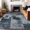 Homeroots 5' X 8' Teal Blue Gray And Charcoal Geometric Washable Indoor Outdoor Area Rug 604343 - alternate 6