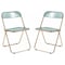 Leisuremod Lawrence Acrylic Folding Chair with Gold Metal Frame, Jade Green, 2PK LFG19G2 - alternate 1