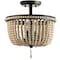 Jonathan Y Allie 14" Wood Beaded/Metal LED Semi Flush Mount, Black / Light Taupe JYL9020A - alternate 8