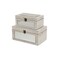 Homeroots Set of Two White Wood And Mirrored Glass Box With Lid, 2PK 489339 - alternate 5