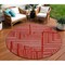 Homeroots 8' Red And Ivory Round Geometric Washable Indoor Outdoor Area Rug 600860 - alternate 1